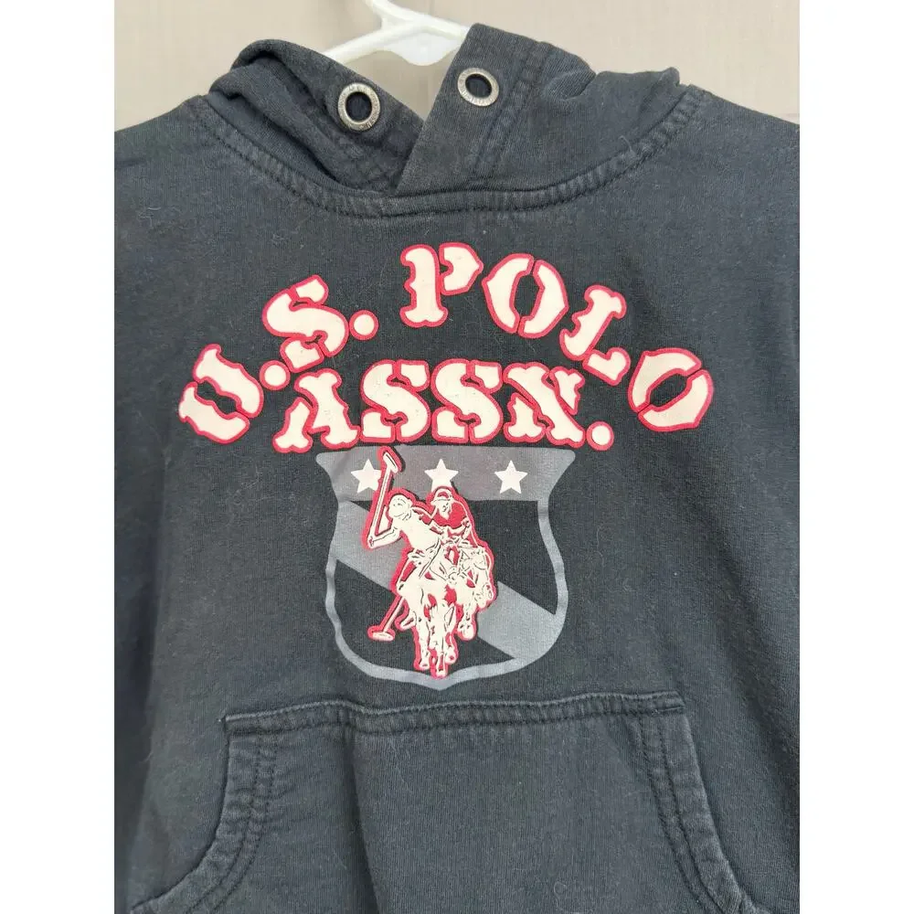 Vintage/Y2K U.S. Polo Assn. Toddler Boy Black Pullover Crest Hoodie, Size 3T
